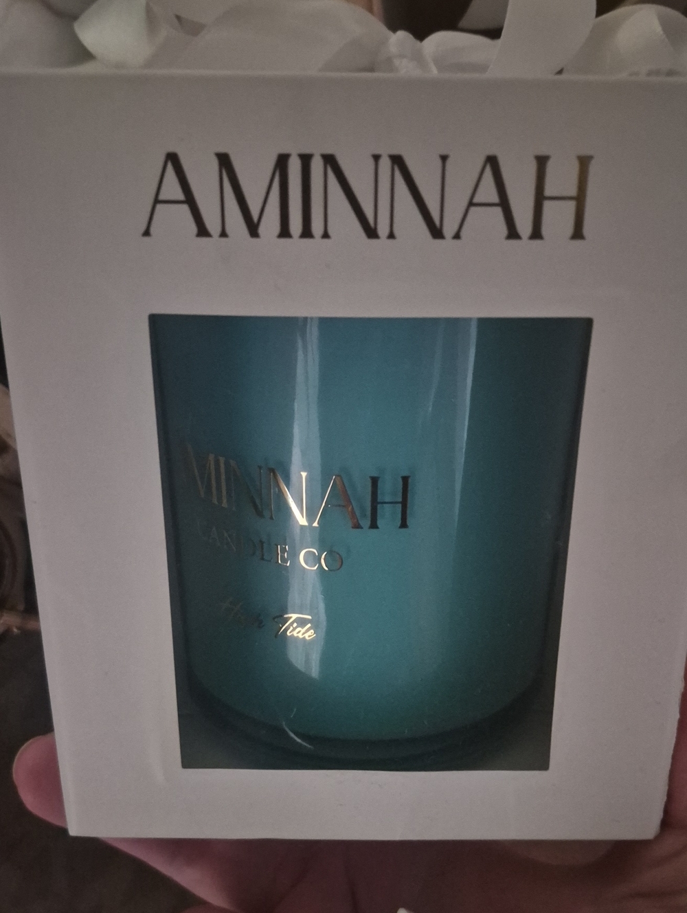 Aminnah Teal Glass Candle - Fresh Tide Scent